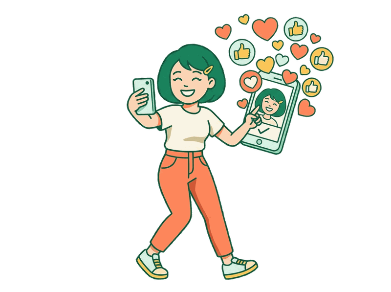 スマホで投稿するインフルエンサー